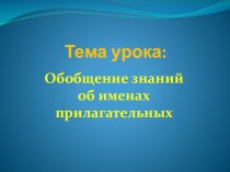 Обобщение знаний об имени прилагательном презентация к уроку по русскому языку (4 класс)