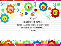 Урок Омонимы план-конспект урока по русскому языку (3 класс) по теме