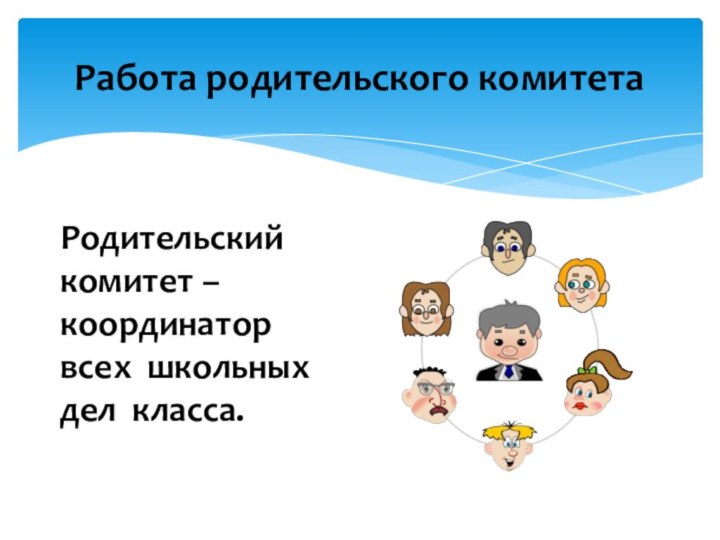 Работа родительского комитетаРодительский комитет –координатор всех школьных дел класса.