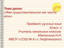 Презентация урока по русскому языку Имя существительное презентация к уроку по русскому языку (4 класс)
