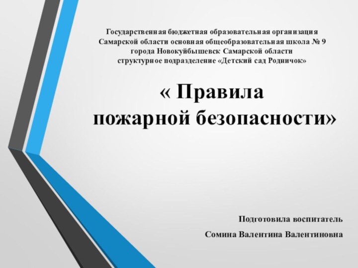 Государственная бюджетная образовательная организация Самарской области основная общеобразовательная школа № 9 города