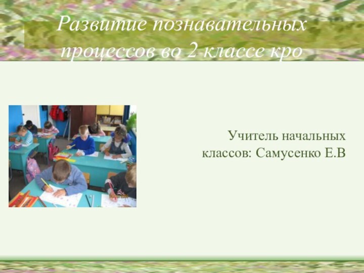 Развитие познавательных процессов во 2 классе кроУчитель начальных классов: Самусенко Е.В