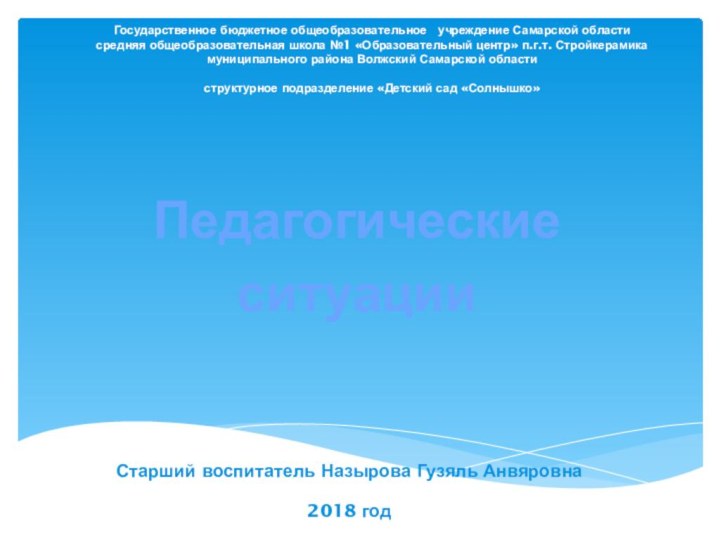 Государственное бюджетное общеобразовательное  учреждение Самарской области  средняя общеобразовательная школа №1