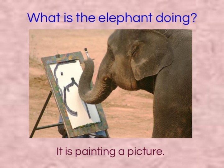 What is the elephant doing?It is painting a picture.
