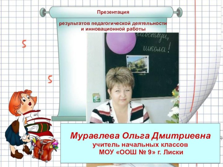 Презентация   результатов педагогической деятельности  и инновационной работыМуравлева Ольга