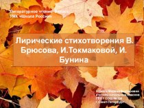 Лирические стихотворения В.Брюсова, И.Токмаковой, И.Бунина план-конспект урока по чтению (2 класс)