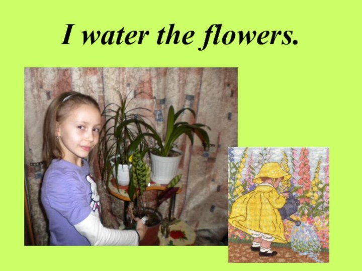 I water the flowers.