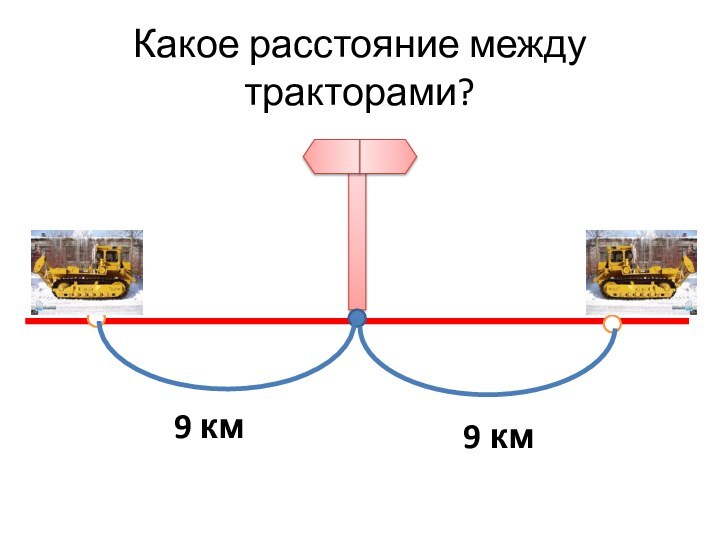 Какое расстояние между тракторами?9 км9 км