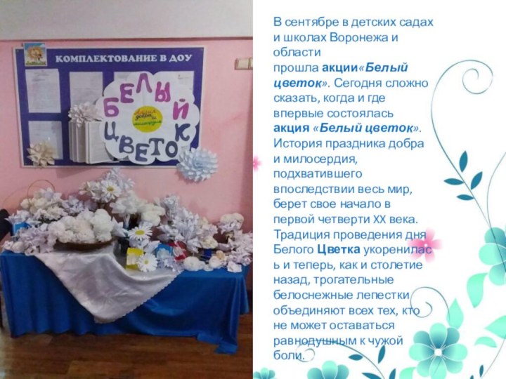 В сентябре в детских садах и школах Воронежа и области прошла акции«Белый