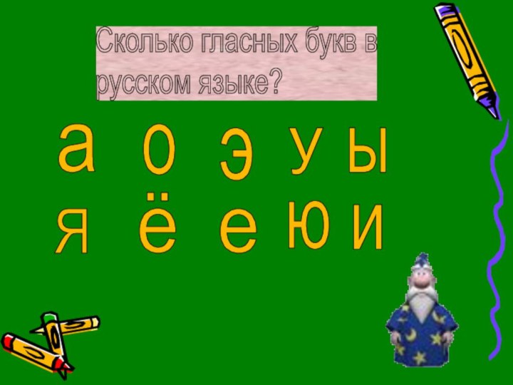Сколько гласных букв в  русском языке?аЯоёуюыиэе