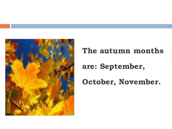 The autumn monthsare: September,October, November.