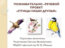 Экологический проект Птицы наши друзья проект по окружающему миру (средняя группа)