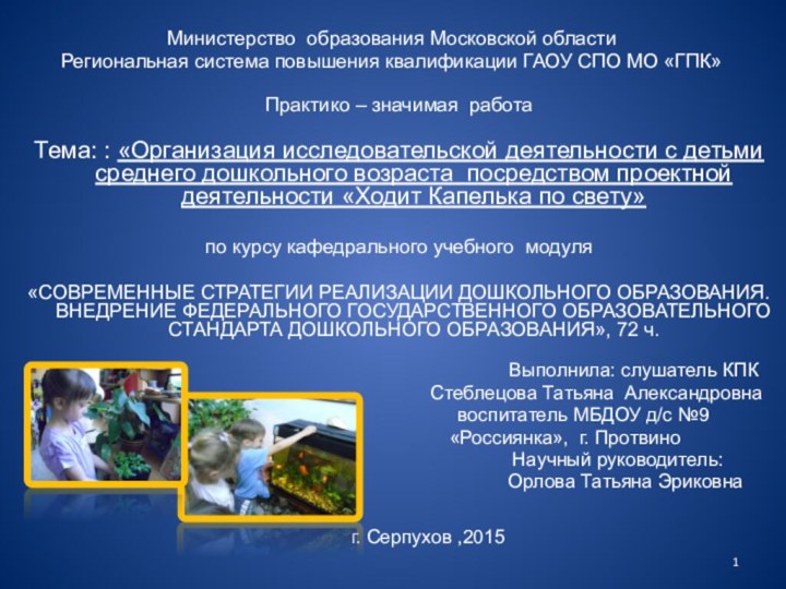 Министерство образования Московской области Региональная система повышения квалификации ГАОУ СПО МО