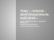 Кубановедение, тема: Кубань-многонациональный край презентация урока для интерактивной доски по истории (1 класс) по теме