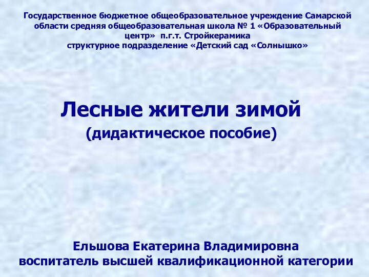 Лесные жители зимой(дидактическое пособие)Государственное бюджетное общеобразовательное учреждение Самарской области средняя общеобразовательная школа